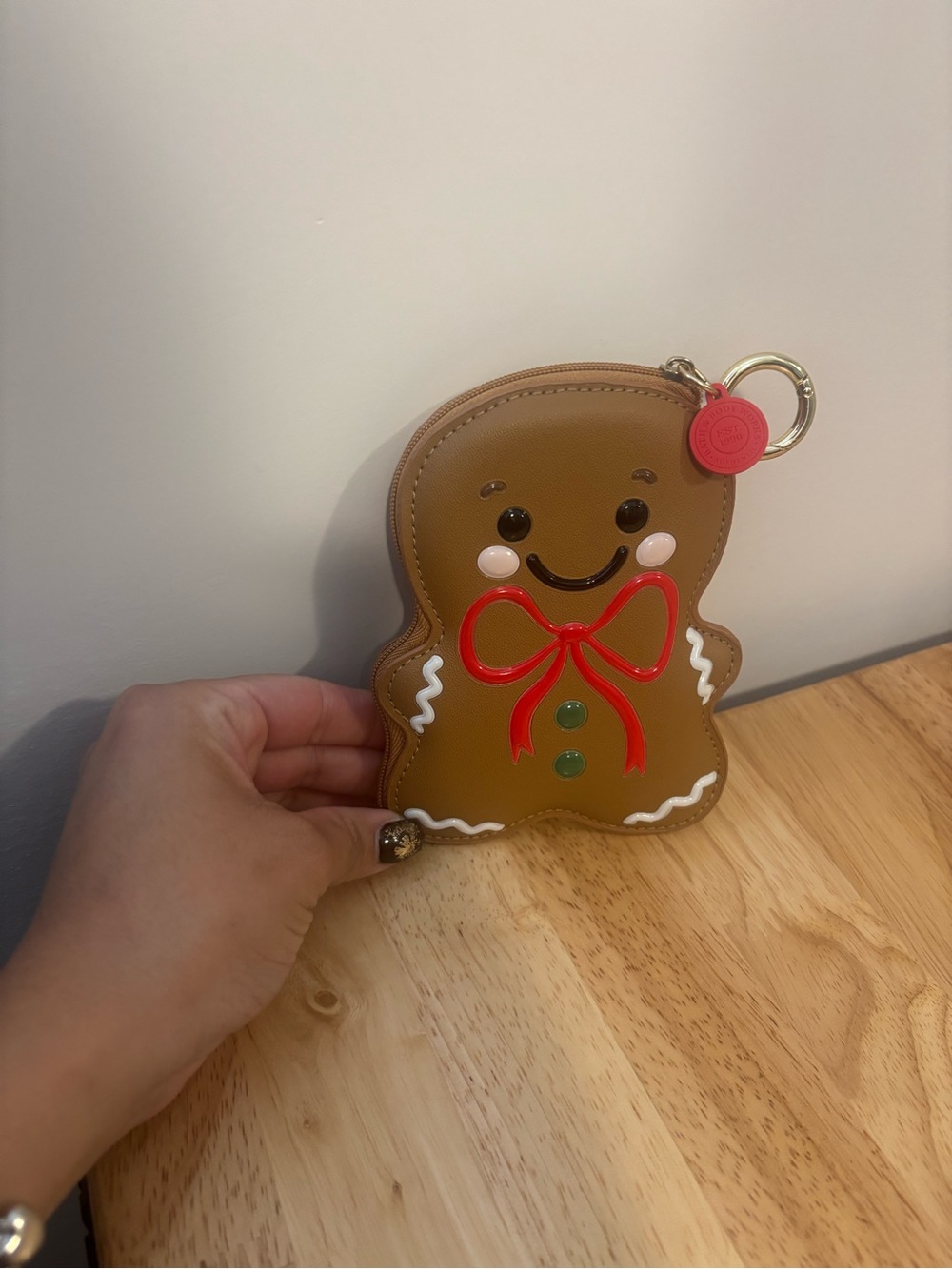 Bath & Body Works Gingerbread Cookie Key & Card Holder - Brown with Red Bow